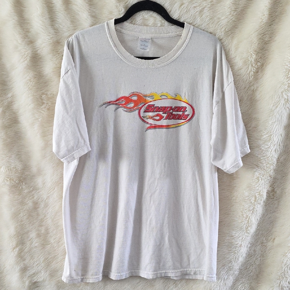 Vintage Snap-on Tee with Flame Graphic